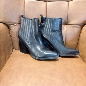 Marc Fisher Black Leather Ankle Boots